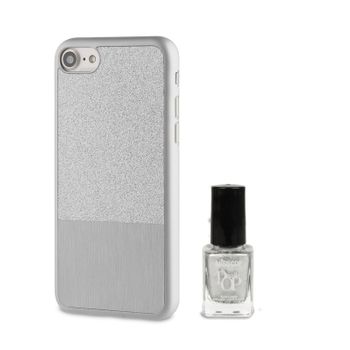 Muvit Life Funda Apple Iphone8/7 Ultrafina Itnail Plata + Laca De Uñas Plata