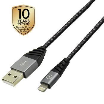 Muvit Tiger Cable Usb Lightning Mfi 2,4a 1,2m Gris