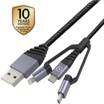 Muvit Tiger Cable Usb Micro Usb+ Lightning Mfi+type C 2.4a