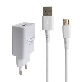 Myway Pack Cargador De Pared Usb 2a + Cable Micro Usb 1m Blanco