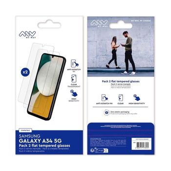 2 Pack Cristal Templado Para Samsung Galaxy A34 5g Plano Antirayas
