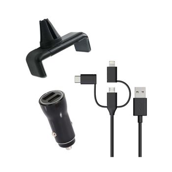 Grip 360° Car Holder Pack + Cargador De Mechero + Cable 3 En 1