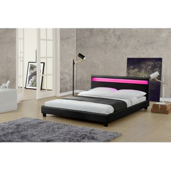 Cama De Polipiel Negra Con Led Integrados 160x200  Picadilly