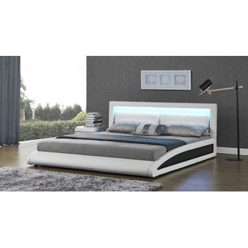 Cama De Polipiel Blanca Con Led Integrados 140x190  Brixton