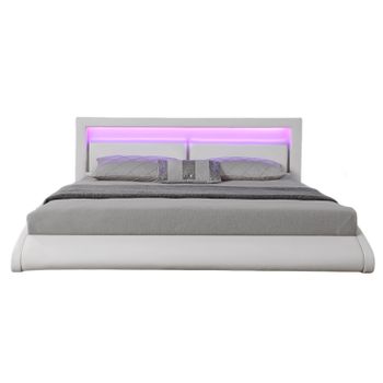 Cama De Polipiel Blanca Con Led Integrados 160x200  Brixton