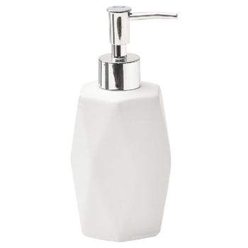 Dispensador De Jabón Con Relieve De Gres Tendance 330ml Ø7,5x18 Blanco