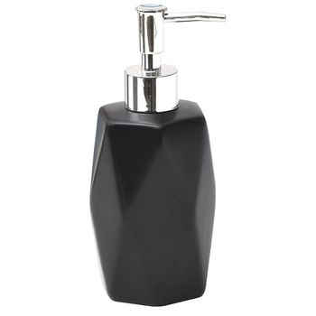 Dispensador De Jabon De 330ml Hecho En Gres Con Relieve De Diamante Negro