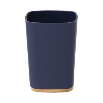 Vaso De Baño De Abs Y Bambu Tendance 7,5x7,5x10,5 Cm Azul