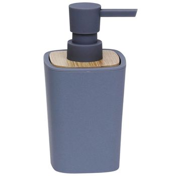 Dispensador De Jabón Rubber De 380ml Hecho En Abs Y Bambu Gris