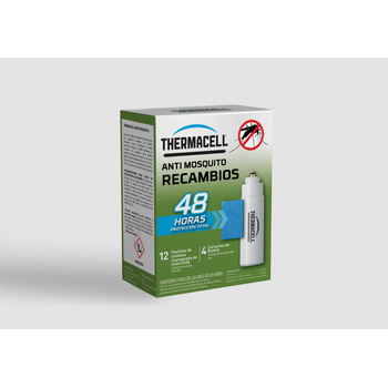 Recambio Thermacell® Anti Mosquito, Pack De 48 Horas De Protección; Incluye 12 Pastillas Con Repelente, 4 Cartuchos De Gas; Compatible Con Todos Los Aparatos Thermacell®; Sin Deet, Sin Spray, Sin Humo