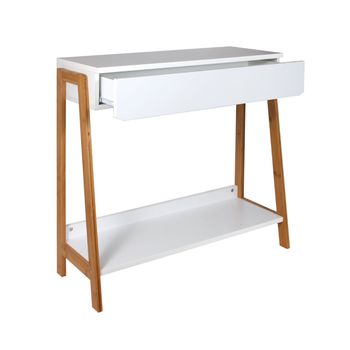 Consola 1 Cajón Blanco Con Estante - L 84  X A 34  X H 67  Cm