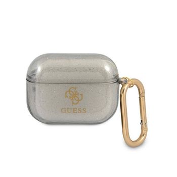 Funda Guess Silicona Para Apple Airpods Pro Negro Glitter Modelo Guapucg4gk