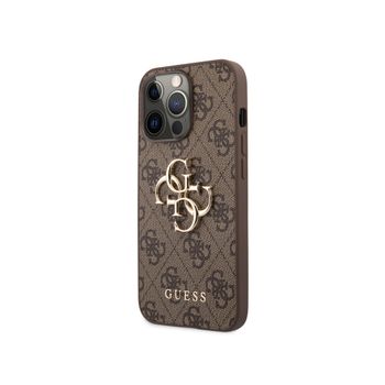 Funda Iphone 13 Pro 2 Materiales Dibujo 4g Logo Guess Marrón