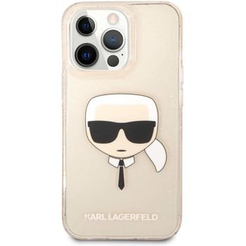 Funda Rígida Karl Lagerfeld Diseño Cara De Karl Para Apple Iphone 13 Pro Max Color Dorado Klhcp13xkhtuglgo