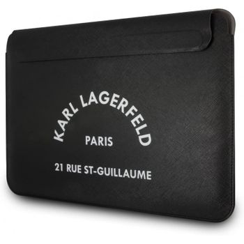 Funda Karl Lagerfeld Saffiano Para Portátil Y Tablet De 16" Rue St Guillaume Color Negro Klcs16rsgsfbk