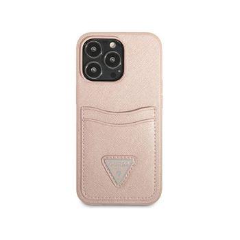 Funda Guess Diseño Saffiano Con Tarjetero Para Apple Iphone 13 Pro Color Rosa