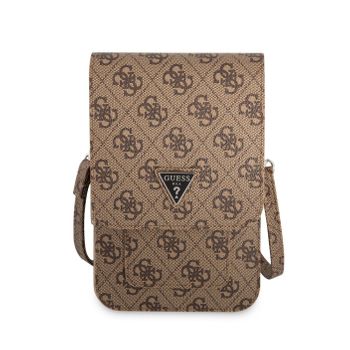 Funda Bolso Cartera De Piel Guess Modelo 4g Marrón Con Logo Triángulo Guwbp4tmbr