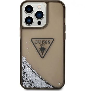 Funda Guess Purpurina Líquida Plateada Para Apple Iphone 14 Pro Color Negro