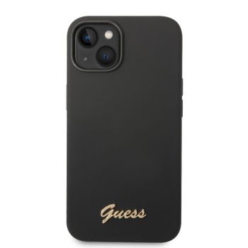 Funda Guess De Silicona Para Apple Iphone 14 Plus Color Negro Con Logo Dorado Guhcp14mslsmk