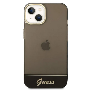 Funda Guess De Silicona Translúcida Para Apple Iphone 14 Plus Color Negro Con Logo Dorado