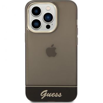 Funda Guess Rígida Translúcida Para Apple Iphone 14 Pro Color Negro Con Logo Dorado Guhcp14lhgcok