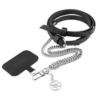 Cordón Bandolera Smartphone De 150 Cm De Longitud Clip Guess Plateado Y Negro