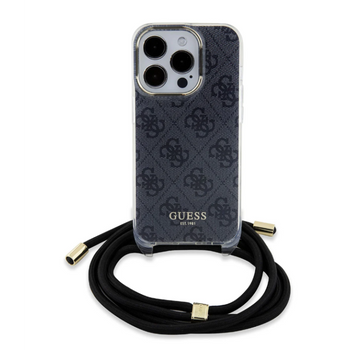 Funda Guess En Silicona Diseño 4g Con Cordón Para Iphone 15 Pro Color Negro Guhcp15lhc4sek