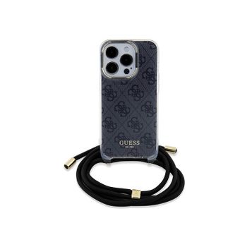 Funda Guess En Silicona Diseño 4g Con Cordón Para Iphone 15 Pro Max Color Negro Guhcp15xhc4sek