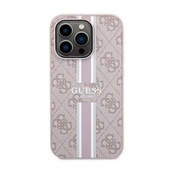 Funda Rígida Guess Diseño 4g Para Apple Iphone 15 Pro Color Rosa Franjas Verticales Guhmp15lp4rpsp