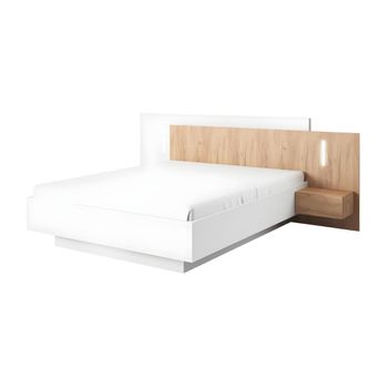 Cama Clásica Francoli 2 Cajones 264.4x218.2x102 Cm Color Color Natural Claro, Blanco Vente-unique