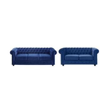 Conjunto Sofá Chesterfield  205x88x72 Cm Color Azul Eléctrico Venta-unica