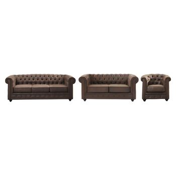 Conjunto Sofá Y Sillón Fijo Chesterfield  205x88x72 Cm Color Marrón Vente-unique