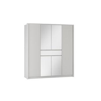 Armario con espejo ROXANE - 3 puertas correderas – Ancho 220 cm - Blanco -  Vente-unique