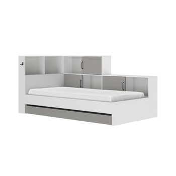 Base De Cama Armand 1 Cajón 221x120x104 Cm Color Gris, Blanco Vente-unique