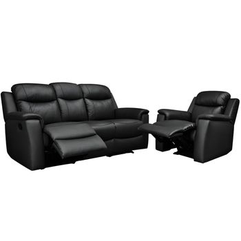 Conjunto Sofá Y Sillón Relax Evasion  205x96x100 Cm Color Negro Vente-unique