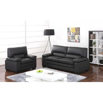 Conjunto Sofá Y Sillón Fijo Mimas  210x90x96 Cm Color Negro Venta-unica