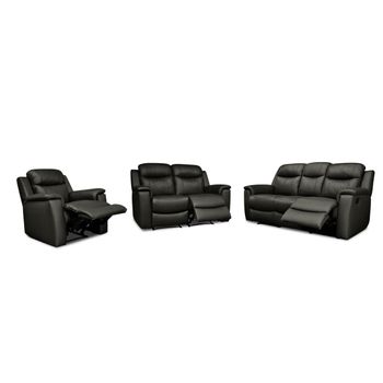 Conjunto Sofá Y Sillón Relax Evasion  205x96x100 Cm Color Negro Vente-unique