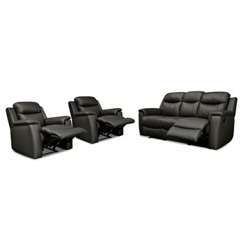 Conjunto Sofá Y Sillón Relax Evasion  205x96x100 Cm Color Negro Vente-unique