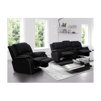 Conjunto Sofá Y Sillón Relax Hernani  210x96x99 Cm Color Negro Venta-unica