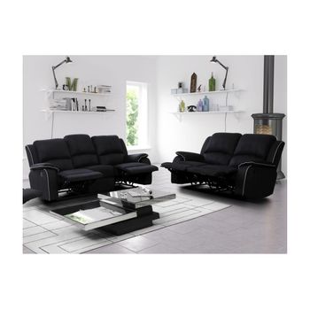 Conjunto Sofá Relax Hernani  210x96x99 Cm Color Negro Venta-unica