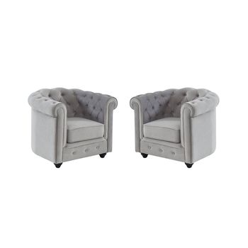 Sillón Clásico Chesterfield  85x78x72 Cm Color Gris Claro Vente-unique