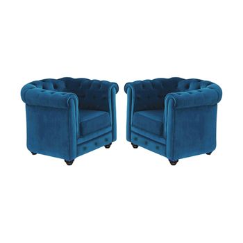 Sillón Clásico Chesterfield  88x78x72 Cm Color Azul Verdoso Venta-unica