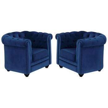 Sillón Clásico Chesterfield  85x78x72 Cm Color Azul Eléctrico Vente-unique