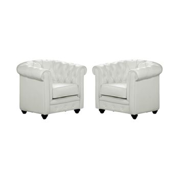 Sillón Clásico Chesterfield  82x78x72 Cm Color Blanco Venta-unica