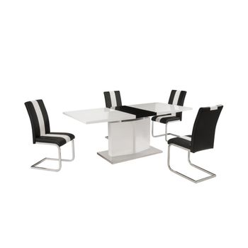 Conjunto De Mesa Y Sillas Trinity  200x90x76 Cm Color Negro, Blanco Venta-unica