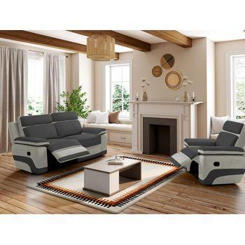 Conjunto Sofá Y Sillón Relax Talca  200x96x98 Cm Color Gris Antracita Venta-unica