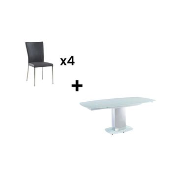 Conjunto De Mesa Y Sillas Talicia  190x105x75 Cm Color Blanco Venta-unica