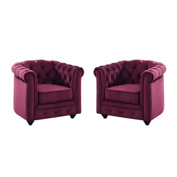 Sillón Clásico Chesterfield  85x78x72 Cm Color Granate Vente-unique