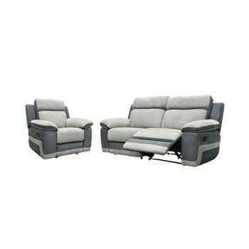 Conjunto Sofá Y Sillón Relax Talca  200x96x98 Cm Color Gris Claro, Gris Antracita Venta-unica