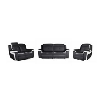 Conjunto Sofá Y Sillón Relax Angelique  207x97x103 Cm Color Negro, Blanco Vente-unique